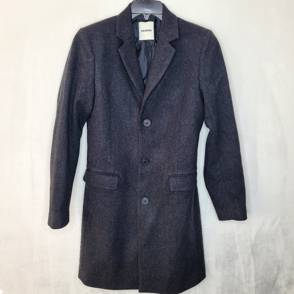 Sandro Broadcloth Wool Cashmere Blend Coat Size XS - Picture 1 of 15